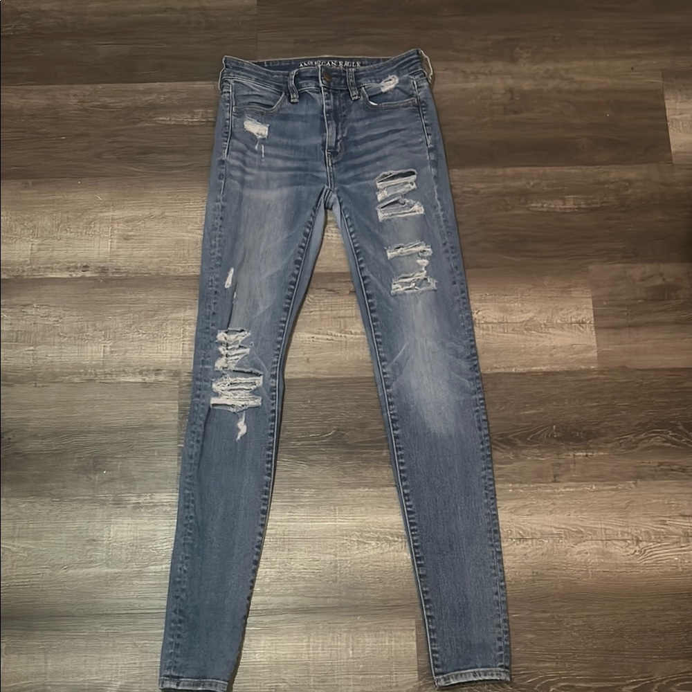 Distressed Blue Jeans